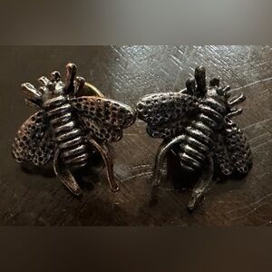 Set of 2 Vintage Bee Pins | Mixed Silver & Bronze-Tone